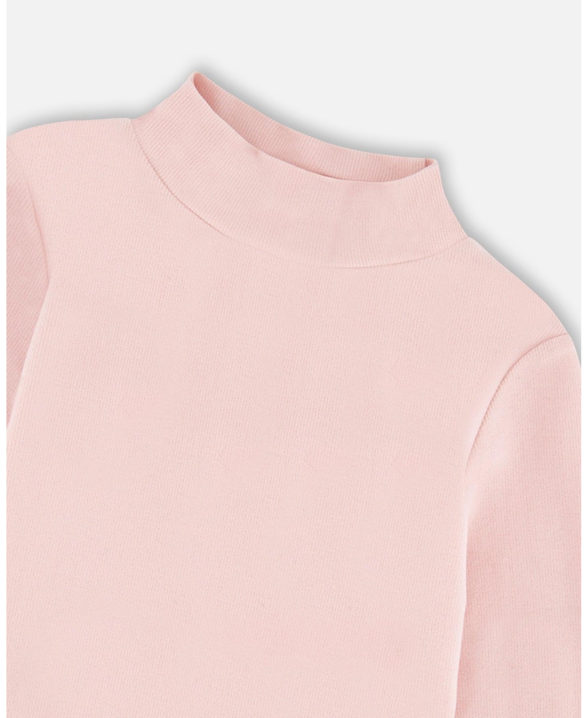 Deux par Girl Super Soft Ribbed Mock Neck Top Pink - Child