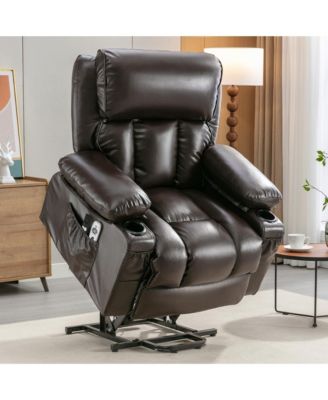 Power Electric massage lift lounge chair, suitable for the elderly, with heating and vibration functions,Fleece leather with USB, can be used for lying down. BROWN