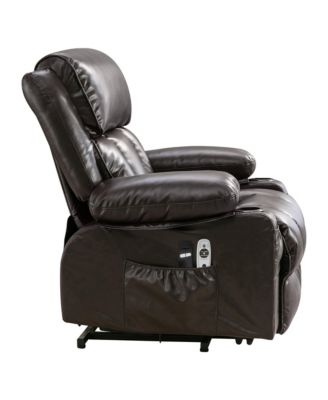 Power Electric massage lift lounge chair, suitable for the elderly, with heating and vibration functions,Fleece leather with USB, can be used for lying down. BROWN