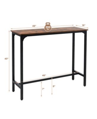 48 Inch Industrial Pub Dining Table with Steel Frame