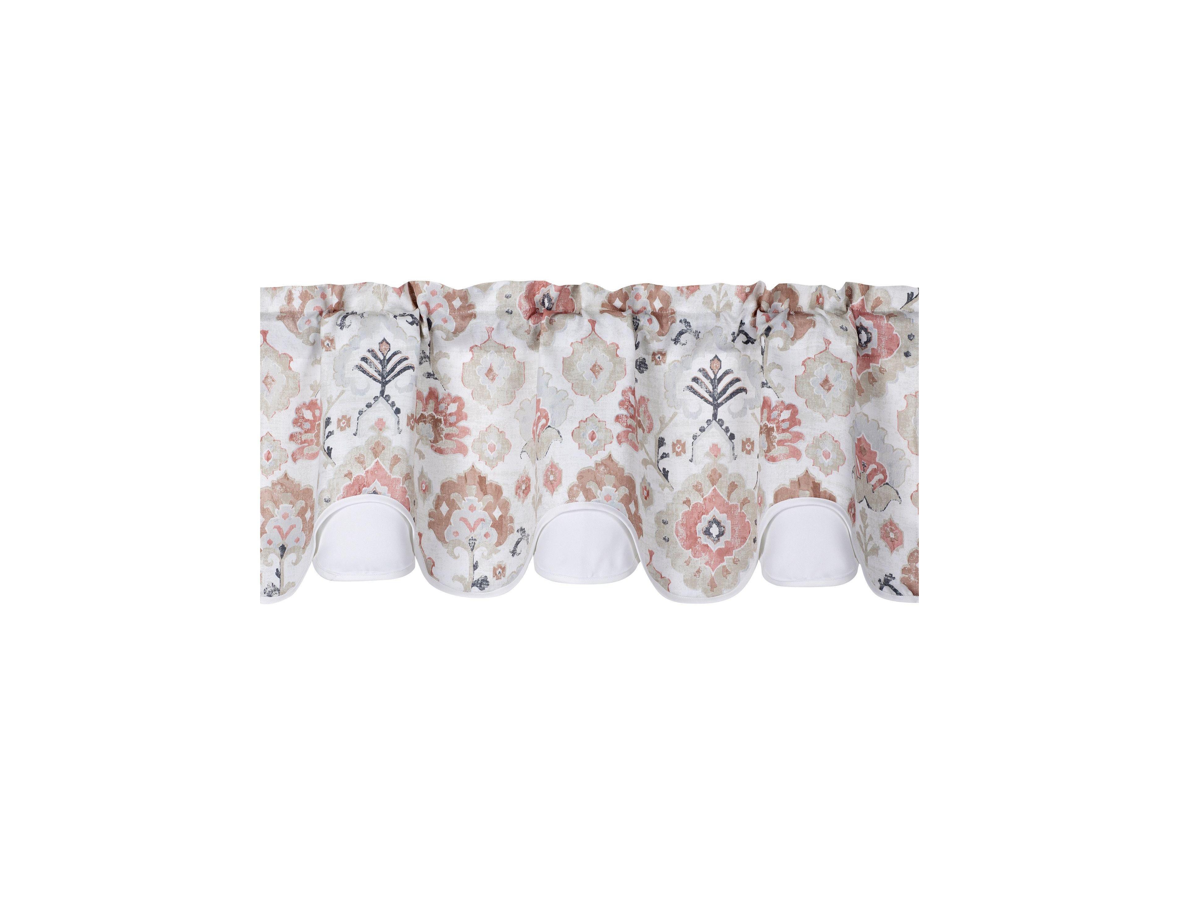 Kate Aurora Contemporary Influencer Water Color Damask Medallion Rod Pocket Window Valance