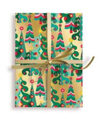 Gold Trees Holiday Gift Wrap, 30" x 120"