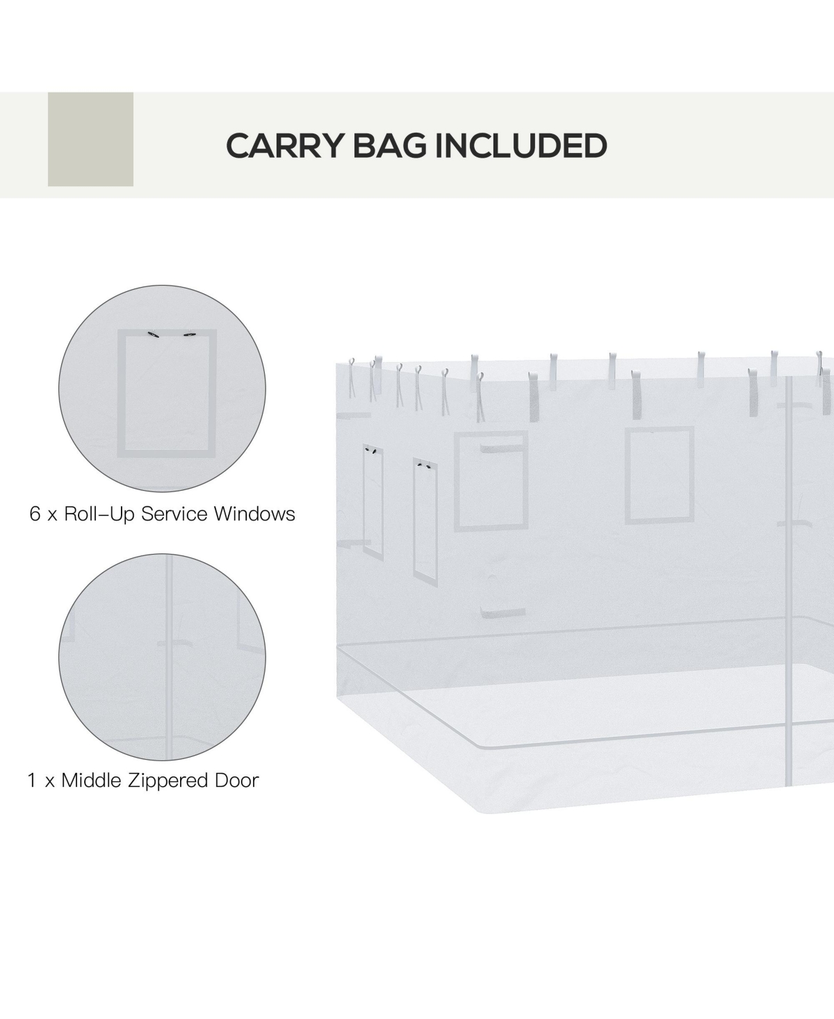 Outsunny Mesh Sidewalls for 10' x 10' Canopy Tent with 6 Windows,