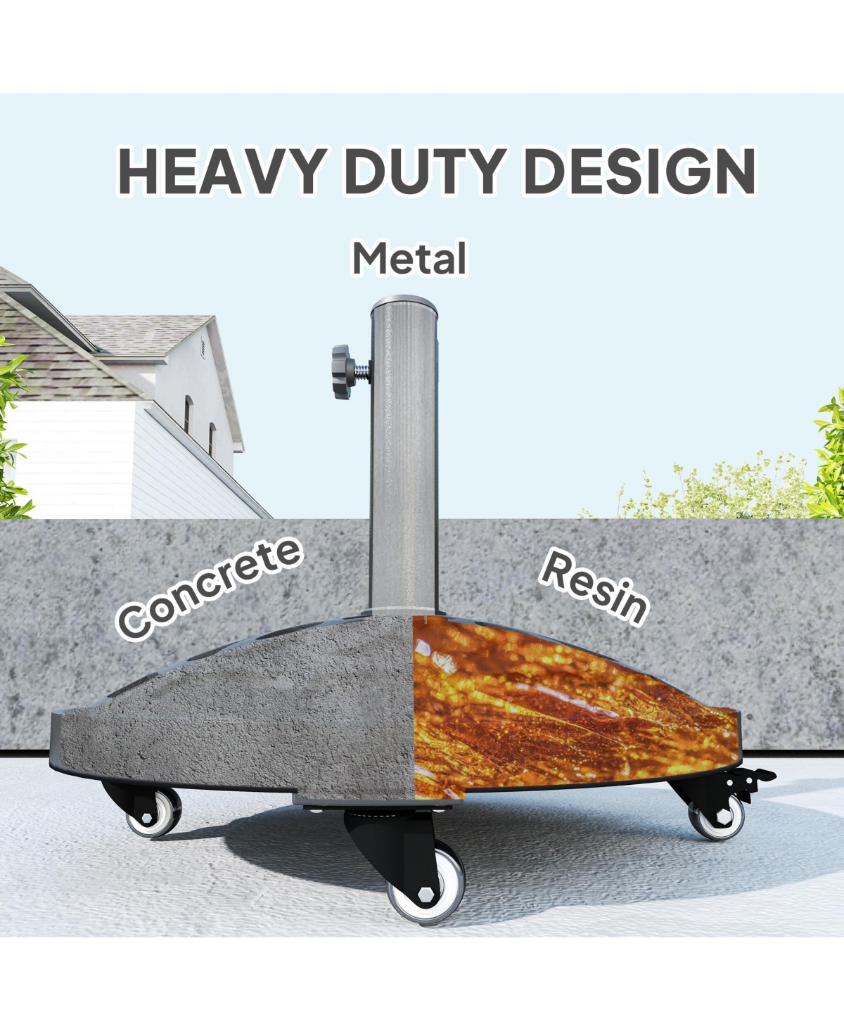 Outsunny Round Patio Umbrella Base with Wheels