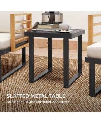 Metal Outdoor Bistro Set, Small Patio Set with Cushions,