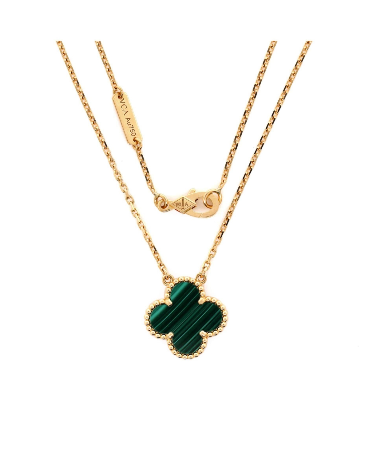 Pre-Owned Van Cleef & Arpels Vintage Alhambra Pendant Necklace 18K Gold and Malachite