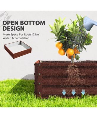 4' x 4' Outdoor Raised Garden Steel Planter Bed Frame, Natural
