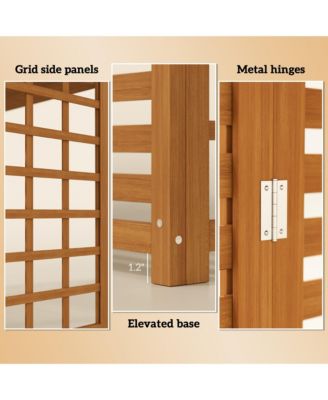 Wood Air Conditioner Fence Privacy Screen Potting Table w/ Shelves
