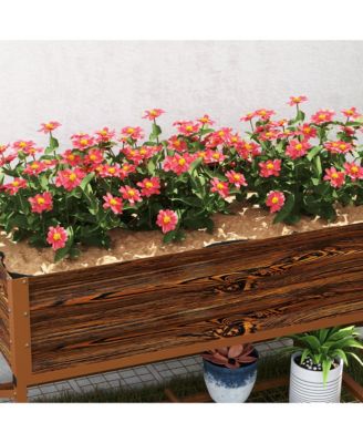 Galvanized Raised Garden Bed with Legs and Storage Shelf