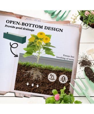 8x2x1ft Galvanized Raised Garden Bed Large Elevated Planter Box for Outdoor Gardening