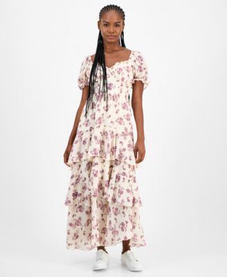 Women's Lace-Trim Babydoll Maxi Dress