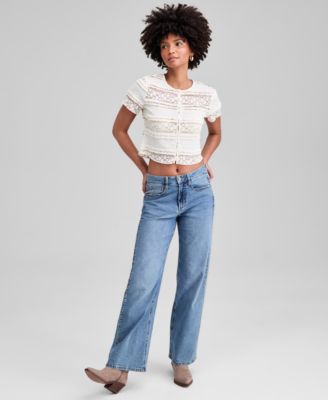 Women's Scoop-Neck Short-Sleeve Lace Top, Exclusively at Macy's