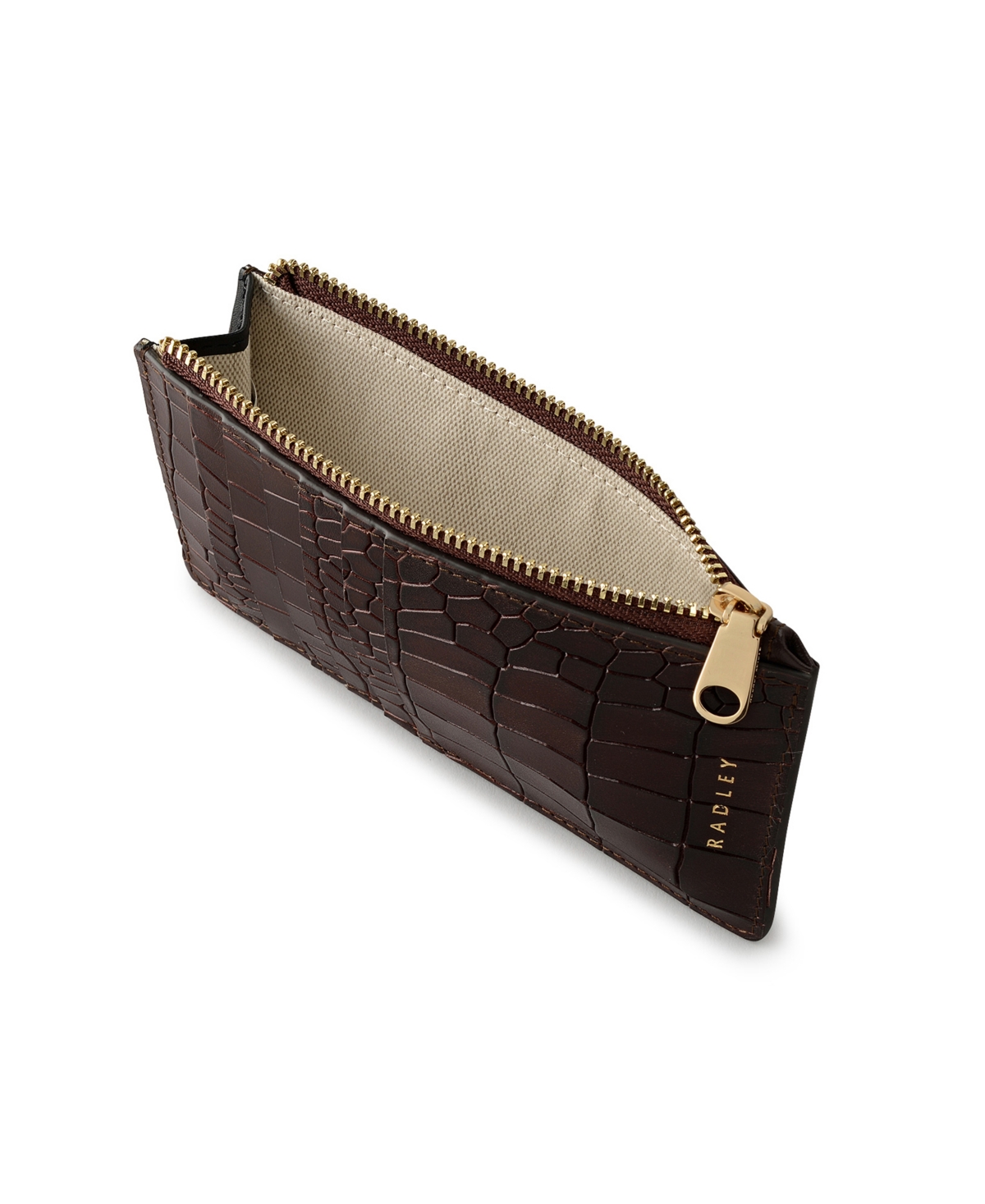Radley London Sloane Mews Faux Croc Mini Zip Top Coin Wallet In Brown