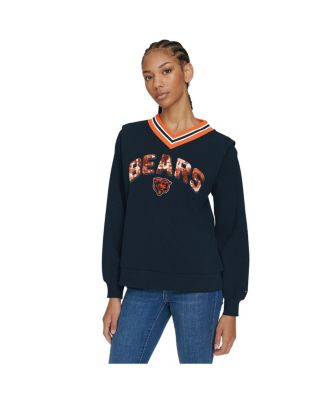 Tommy Hilfiger - Women's Navy Chicago Bears Alice V-Neck Pullover Sweatshirt