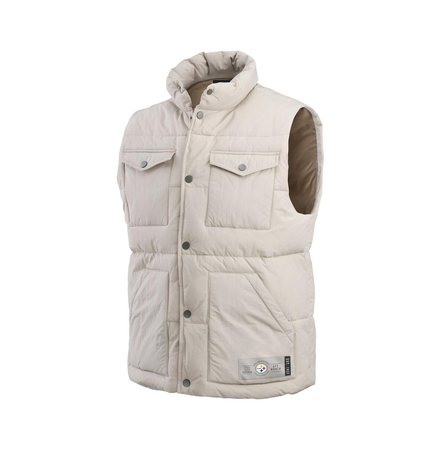 Мужской жилет Fanatics Cream Pittsburgh Steelers Puffer Full-Snap Vest — фото 2