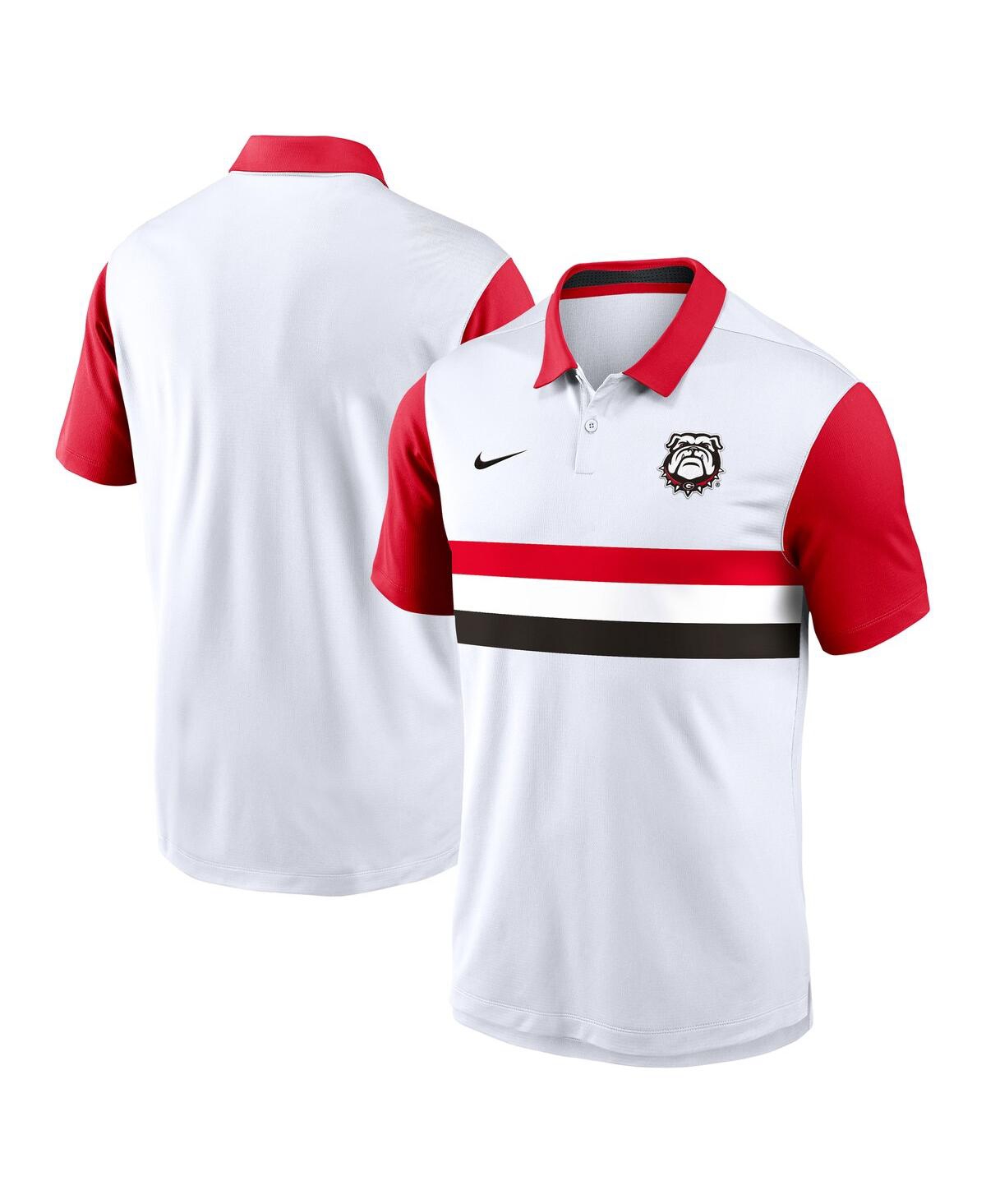 Men's White/Red Georgia Bulldogs Athletic Prep Alt Logo Vapor Performance Polo Shirt - White, Red