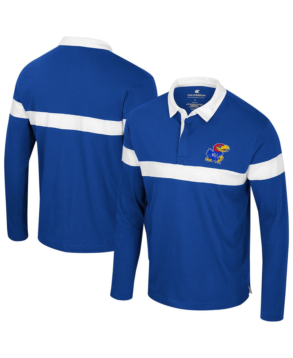 Men's Royal Kansas Jayhawks Too Cool For School Long Sleeve Polo Shirt - Royal
