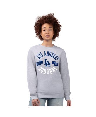 Women's Heather Gray Los Angeles Dodgers Team Logo Fleece Pullover Sweatshirt