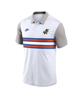 Men's White/Gray Florida Gators Athletic Prep Legacy Logo Vapor Performance Polo Shirt