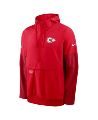 Men's Red Kansas City Chiefs Sideline Anorak Half-Zip Hoodie Jacket
