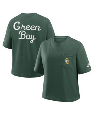 Nike - Women's Green Green Bay Packers Rewind Pocket Boxy T-Shirt