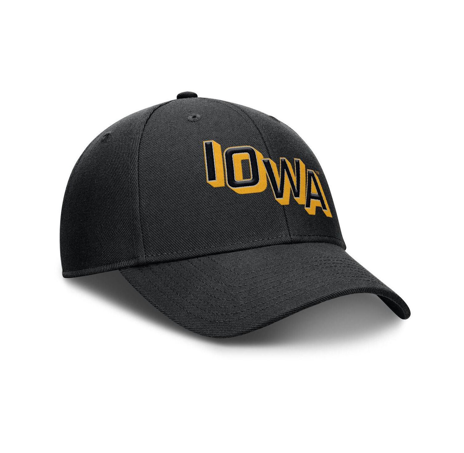 Men's Black Iowa Hawkeyes Slanted Primetime Rise Performance Adjustable Hat