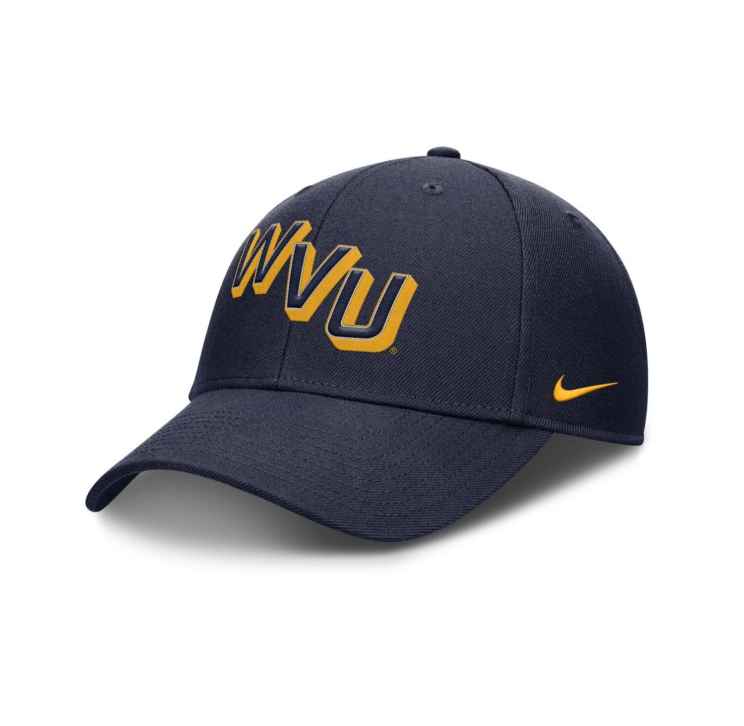 Men's Navy West Virginia Mountaineers Slanted Primetime Rise Performance Adjustable Hat