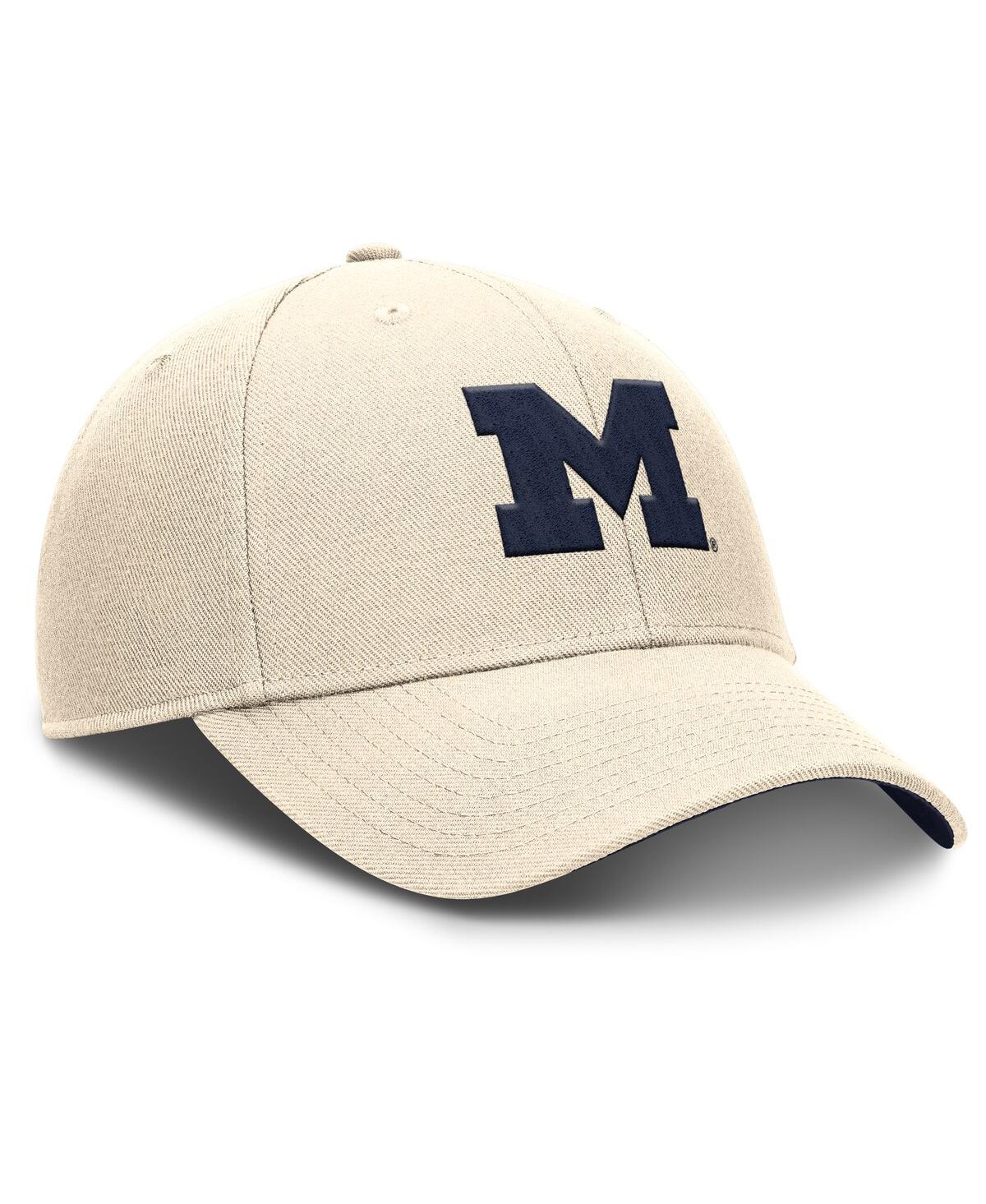 Jordan Men's Natural Michigan Wolverines Rise Primetime Performance Trucker Adjustable Hat In Brown