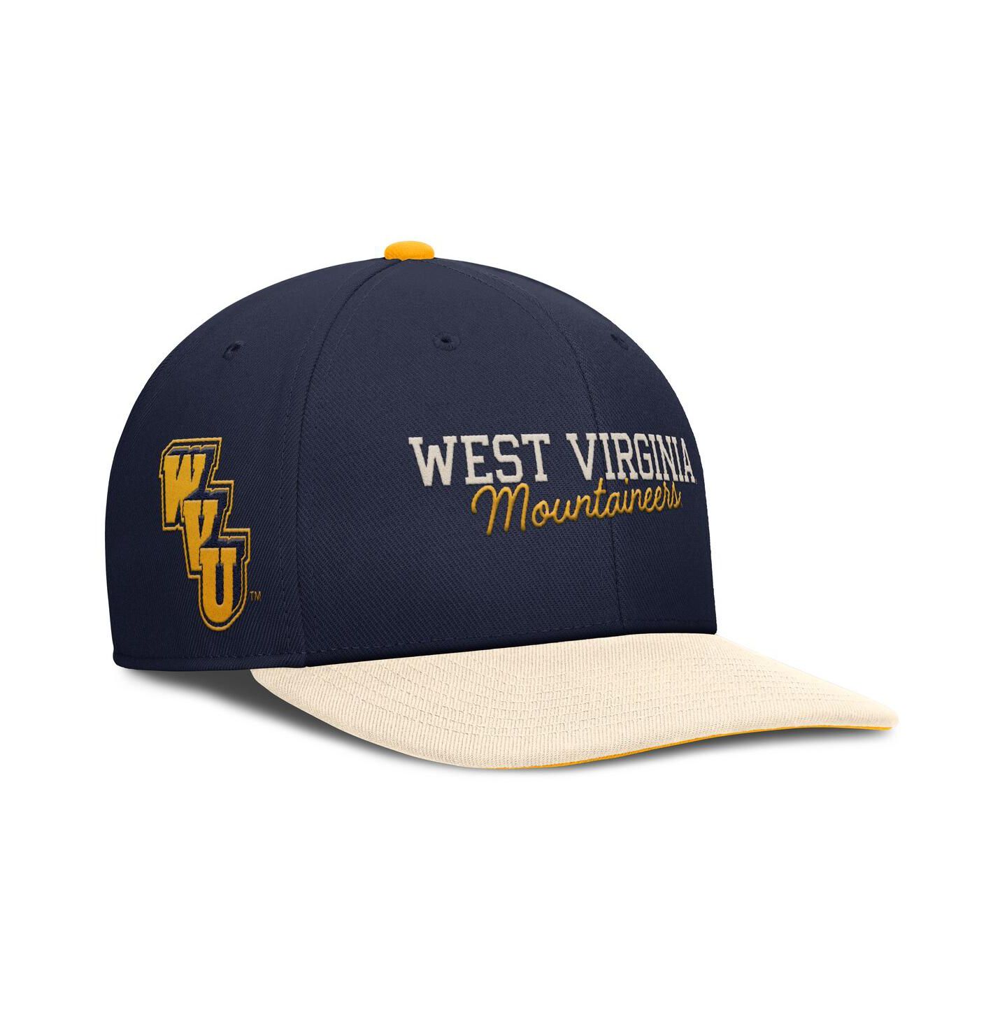Мужская кепка Nike Navy/Cream West Virginia Mountaineers Pro Legacy Script Snapback Hat — фото 3