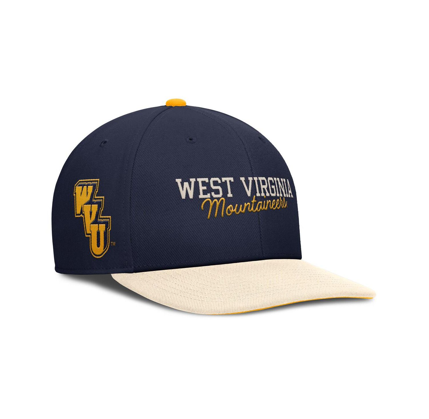 Men's Navy/Cream West Virginia Mountaineers Pro Legacy Script Snapback Hat
