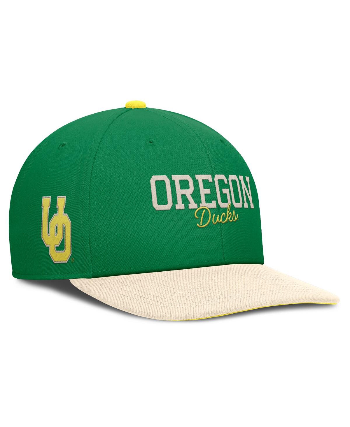 Nike Men's Green/cream Oregon Ducks Pro Legacy Script Snapback Hat