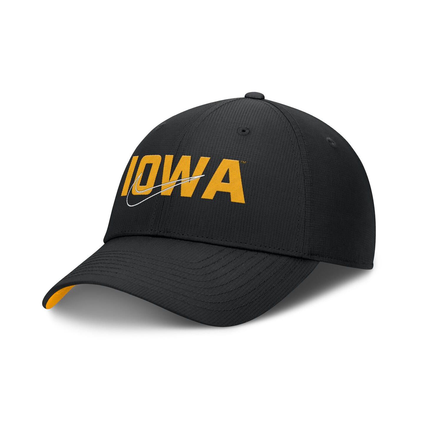 Мужская кепка Nike Black Iowa Hawkeyes Club Prep Performance Adjustable Hat — фото 1