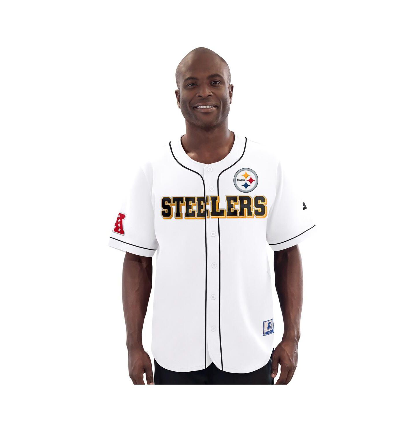 Мужской топ Starter White Pittsburgh Steelers Relay Full-Button Baseball Jersey — фото 1