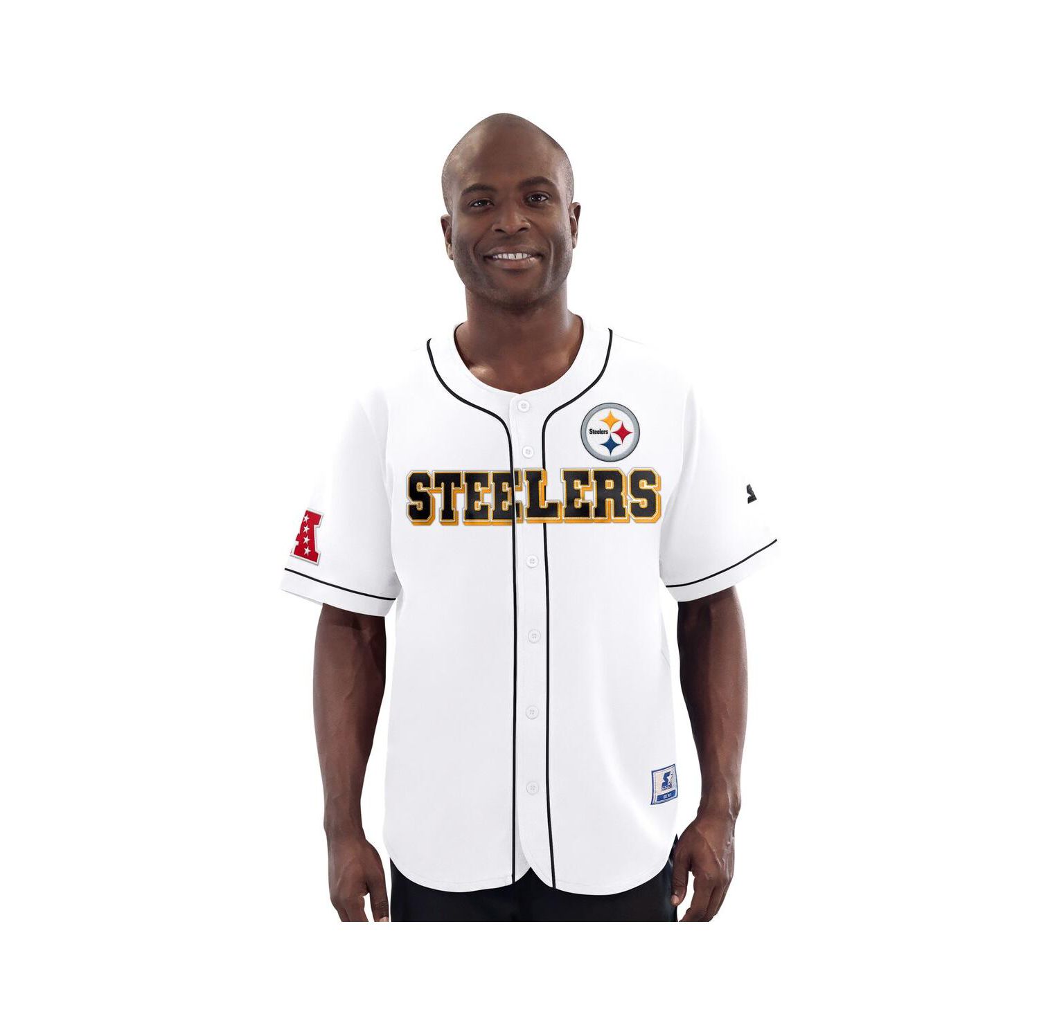 Men's White Pittsburgh Steelers Relay Full-Button Baseball Jersey