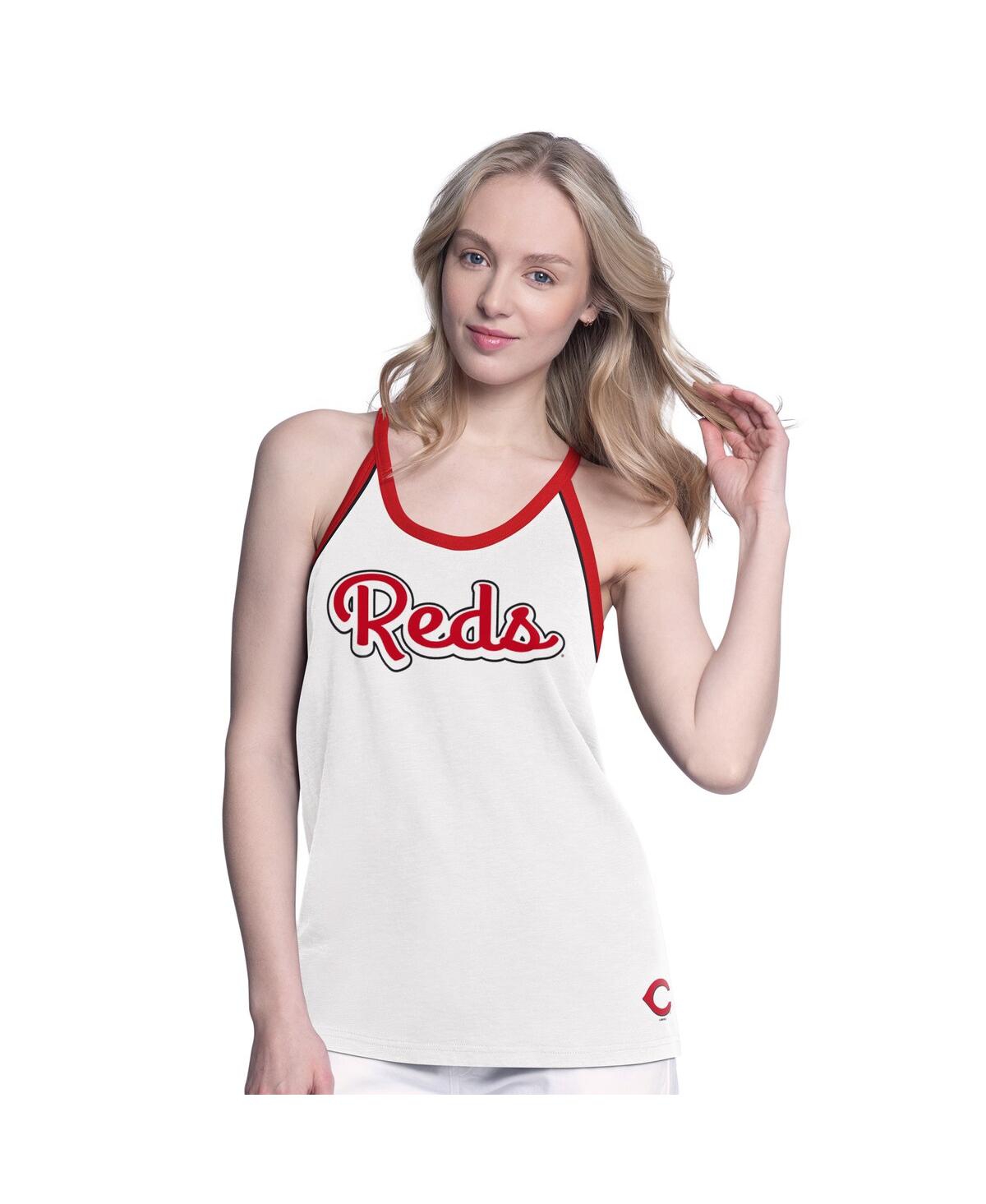 G-iii 4her By Carl Banks Women's White/red Cincinnati Reds Curveball Tank Top In White