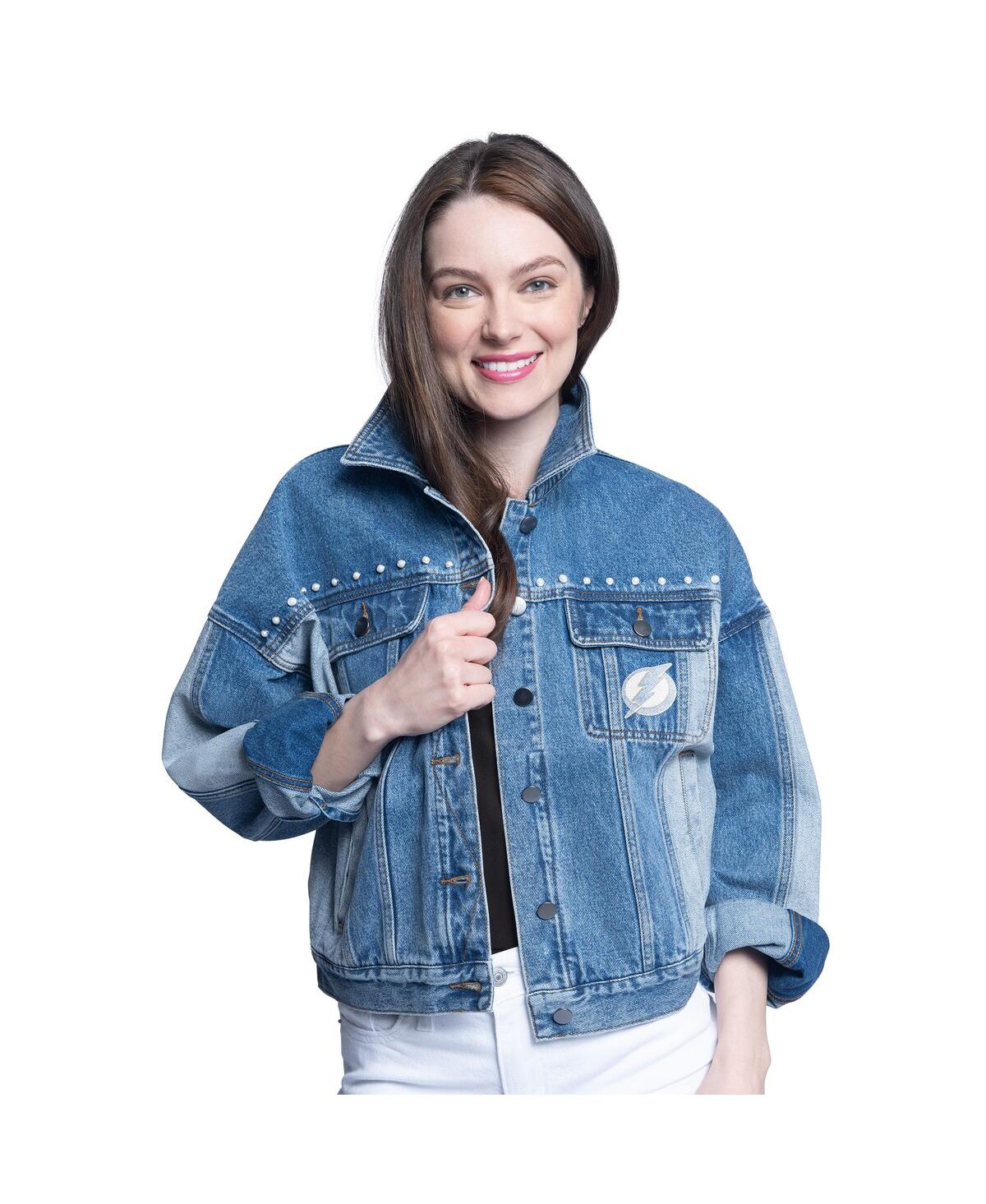 G-iii Sports By Carl Banks Los Angeles Dodgers Victory Oversized Button-up Denim Jacket In Blue