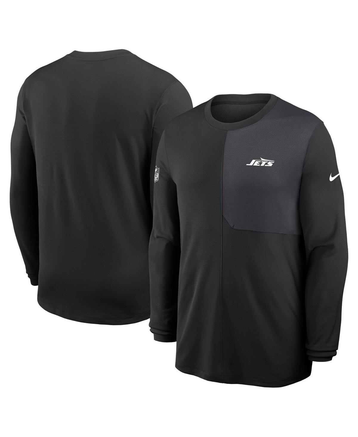 Men's Black New York Jets Sideline Coach Uv Performance Long Sleeve T-Shirt - Black