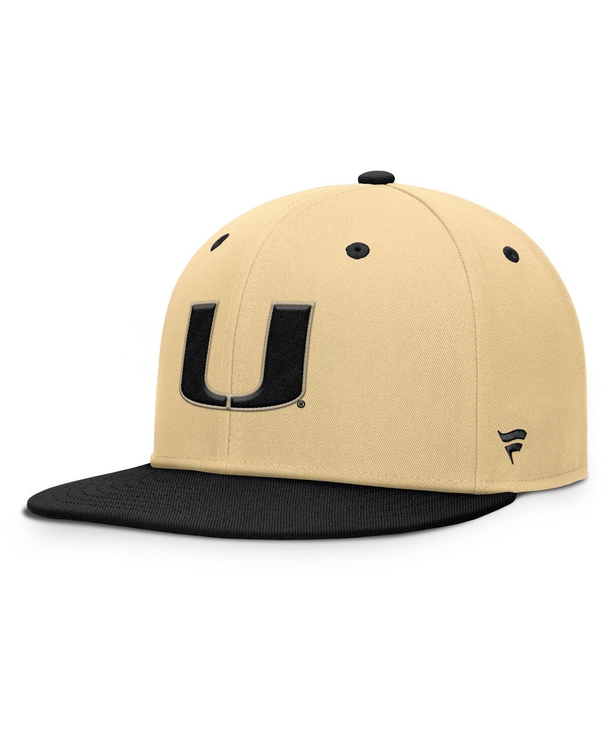 Men's Gold/Black Miami Hurricanes Balance Fitted Hat - Khaki, Black