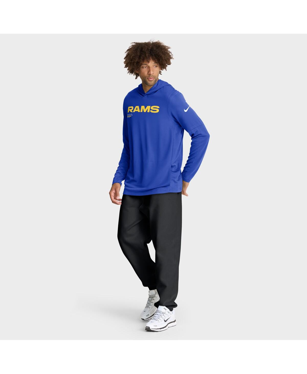 Nike Royal Los Angeles Rams Sideline Pure Fury Performance Long Sleeve Hoodie T-shirt In Blue