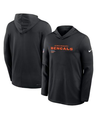Nike - Men's Black Cincinnati Bengals Big Tall Sideline Performance Long Sleeve Hoodie T-Shirt