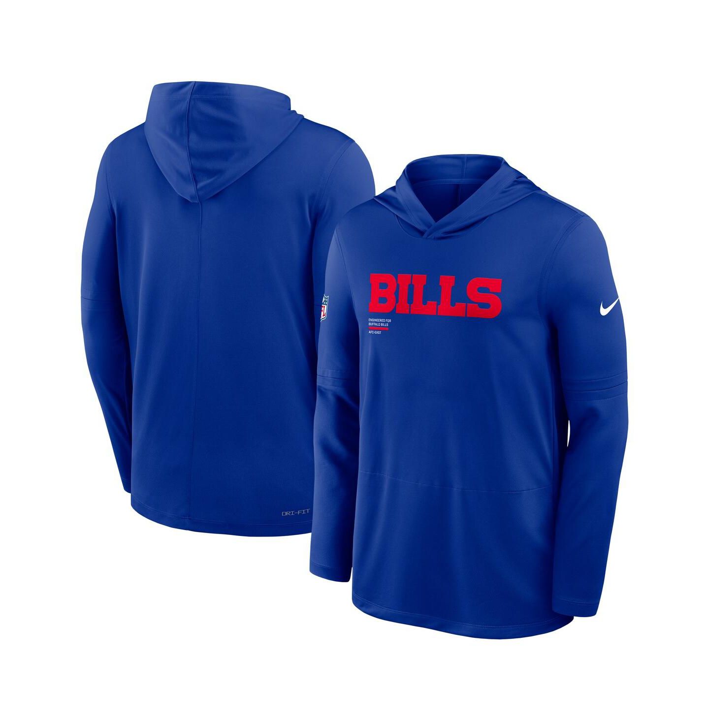 Мужское худи-футболка Nike Buffalo Bills Sideline Performance, Big & Tall, Royal — фото 1