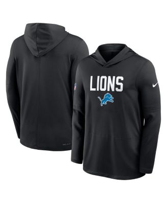 Nike - Men's Black Detroit Lions Alt Pack Pass Accuracy Performance Long Sleeve Hoodie T-Shirt