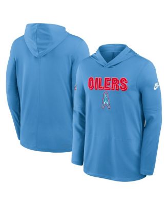 Nike - Men's Light Blue Tennessee Titans Oilers Throwback Alt Pack Performance Long Sleeve Hoodie T-Shirt