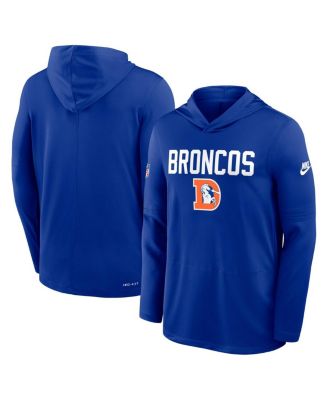 Nike - Men's Royal Denver Broncos Alt Pack Pass Accuracy Performance Long Sleeve Hoodie T-Shirt