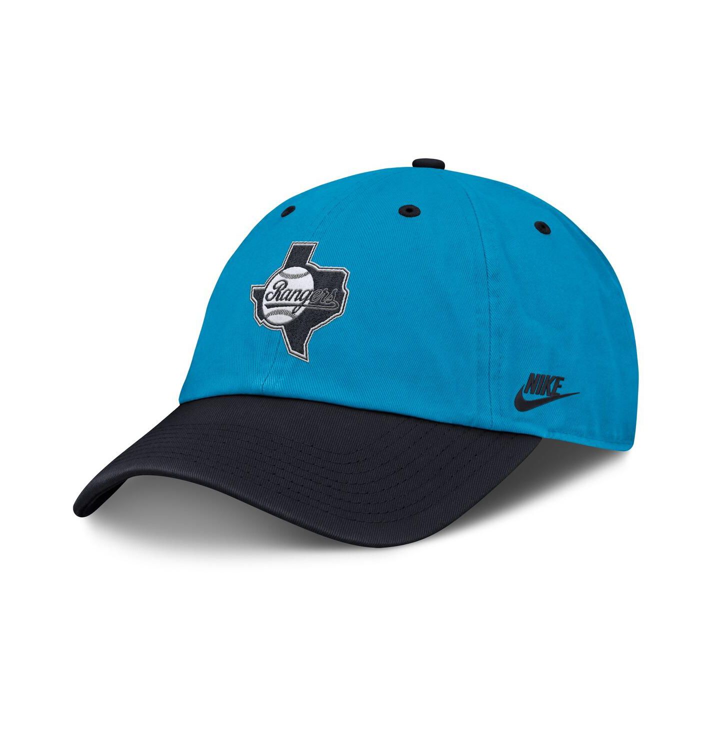 Мужская кепка Nike Blue/Navy Texas Rangers Neon 90s Club Adjustable Hat — фото 1
