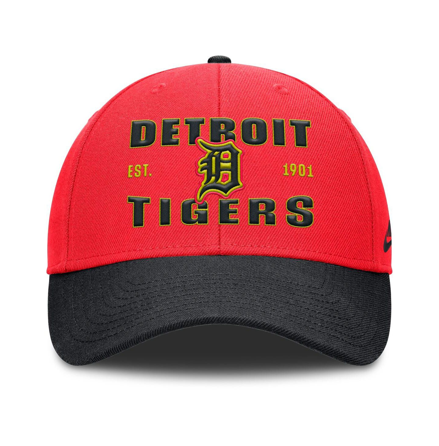 Мужская кепка Nike Crimson/Black Detroit Tigers Neon 90s Rise Adjustable Hat — фото 2