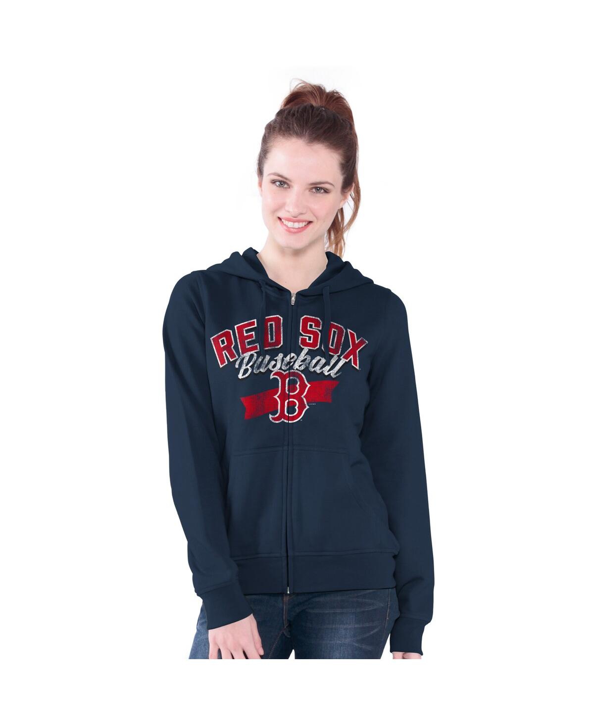 G-iii 4her By Carl Banks Navy Boston Red Sox Wild Cat Full-zip Hoodie In Blue
