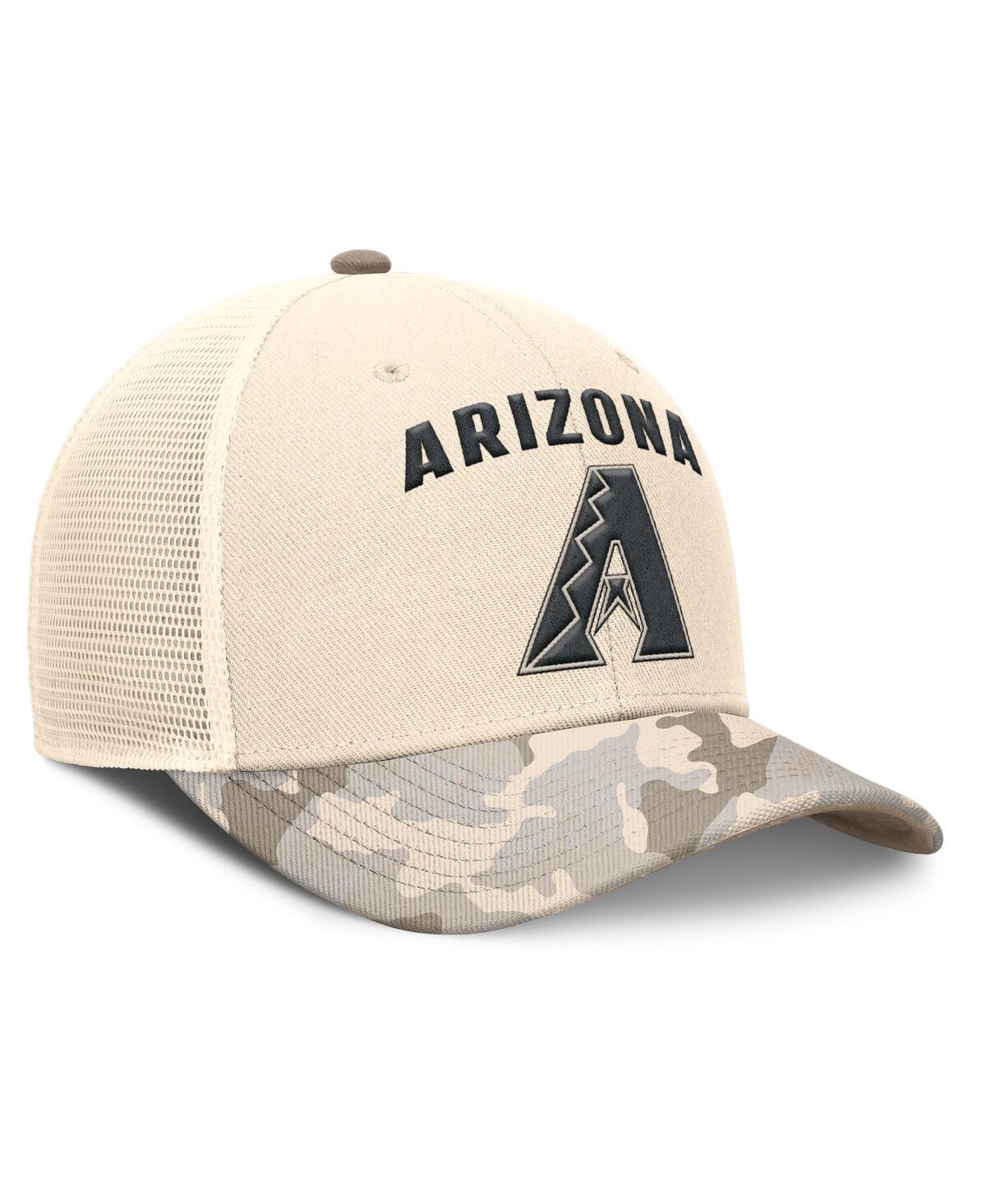 Nike Men's Natural Arizona Diamondbacks Camo Natural Pack Rise Adjustable Trucker Hat In Brown