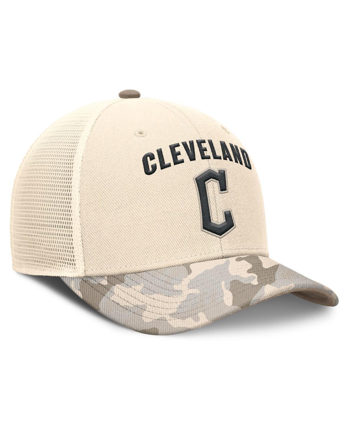 Nike Men's Natural Cleveland Guardians Camo Natural Pack Rise Adjustable Trucker Hat In Brown