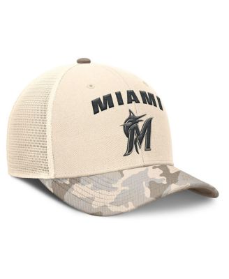 Men's Natural Miami Marlins Camo Natural Pack Rise Adjustable Trucker Hat